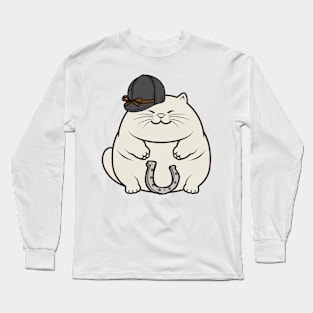 Funny fat cat is ready to ride a horse Long Sleeve T-Shirt